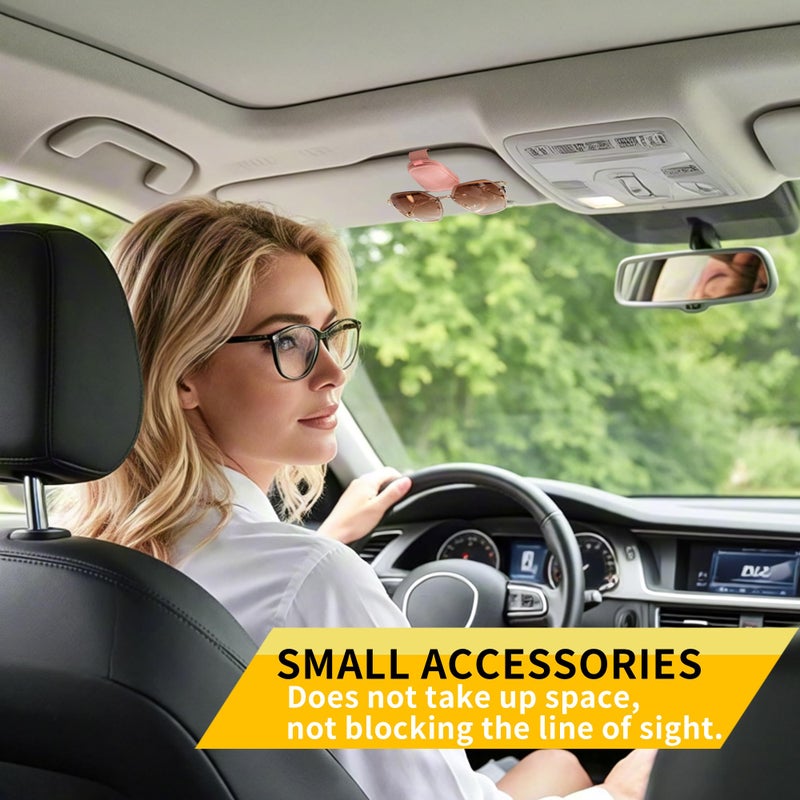 Yuoyar 2 Packs Sunglasses Holders for Car Visor - Magnetic Leather Sunglasses Holder and Ticket Card Clip - Car Visor Accessories (Pink) - Image 5